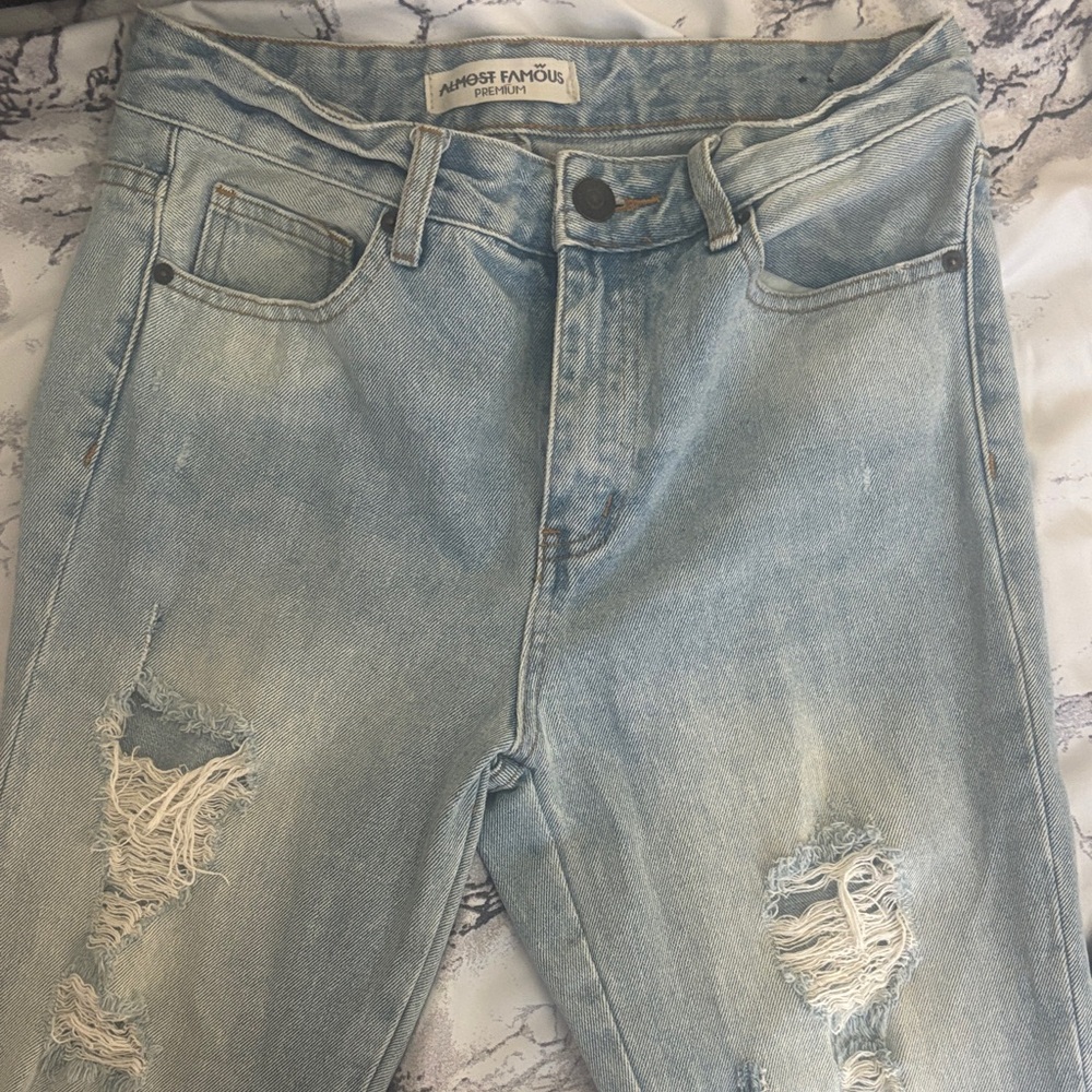 Almost Famous Distressed Light Blue Boyfriend Jeans